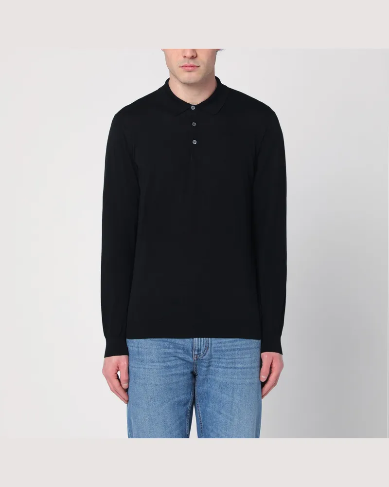 Drumohr  Schwarzes Polohemd aus Baumwolle Black