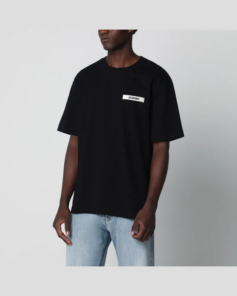 Jacquemus Schwarzes T-Shirt mit Grosgrain-Logo Black