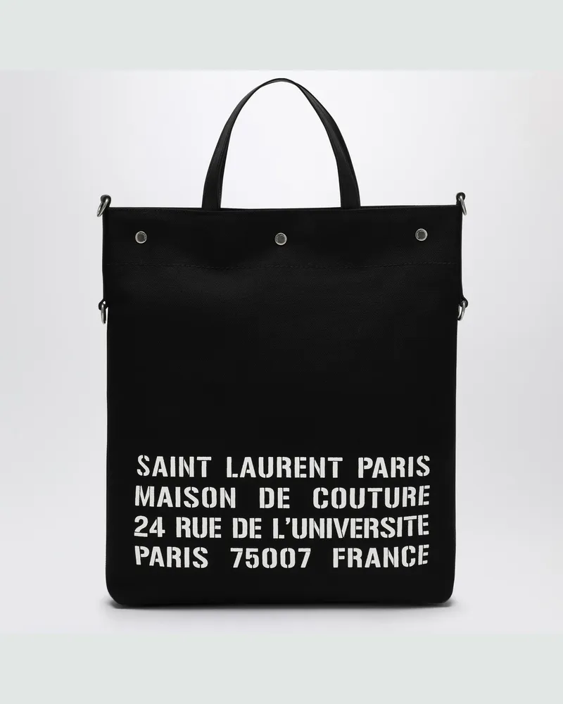 Saint Laurent Schwarze Tote-Bag North/South aus Canvas Black