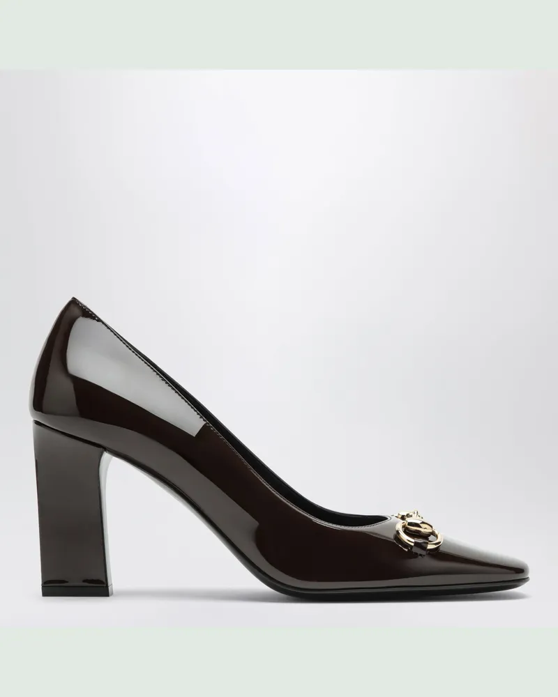 Gucci Damenpumps aus braunem Lackleder Brown