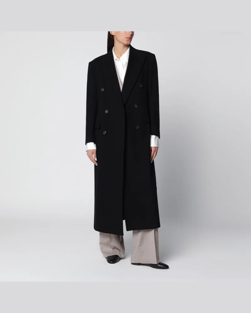 Tagliatore Doppelreihiger schwarzer Wollmantel Black