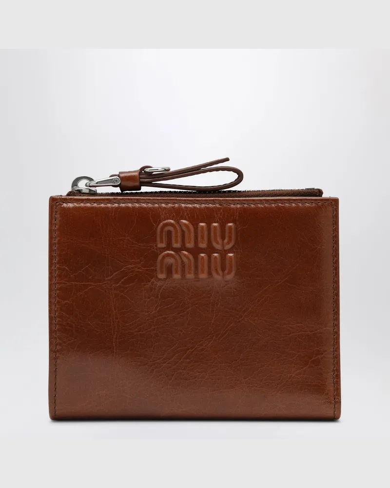 Miu Miu Kleines braunes Portemonnaie aus Leder Brown