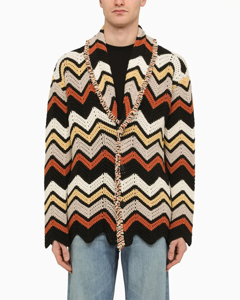 Alanui Mehrfarbige Häkel-Strickjacke mit Zick-Zack-Muster 