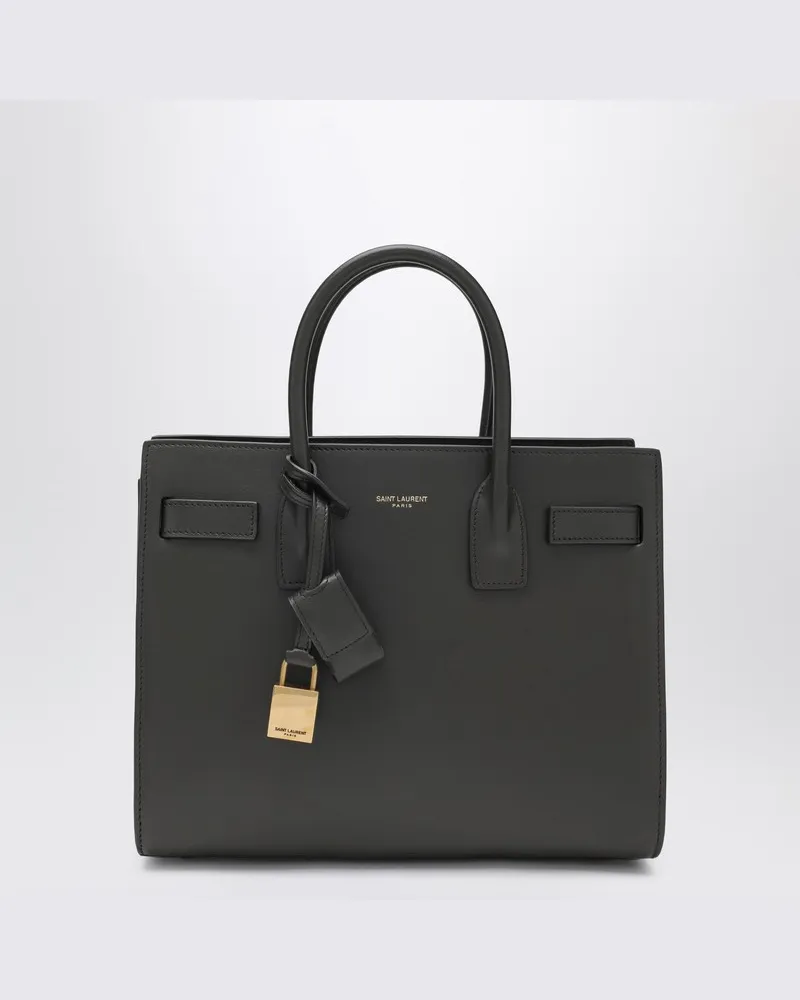 Saint Laurent Graue Sac De Jour Baby Tasche aus glattem Leder Braun