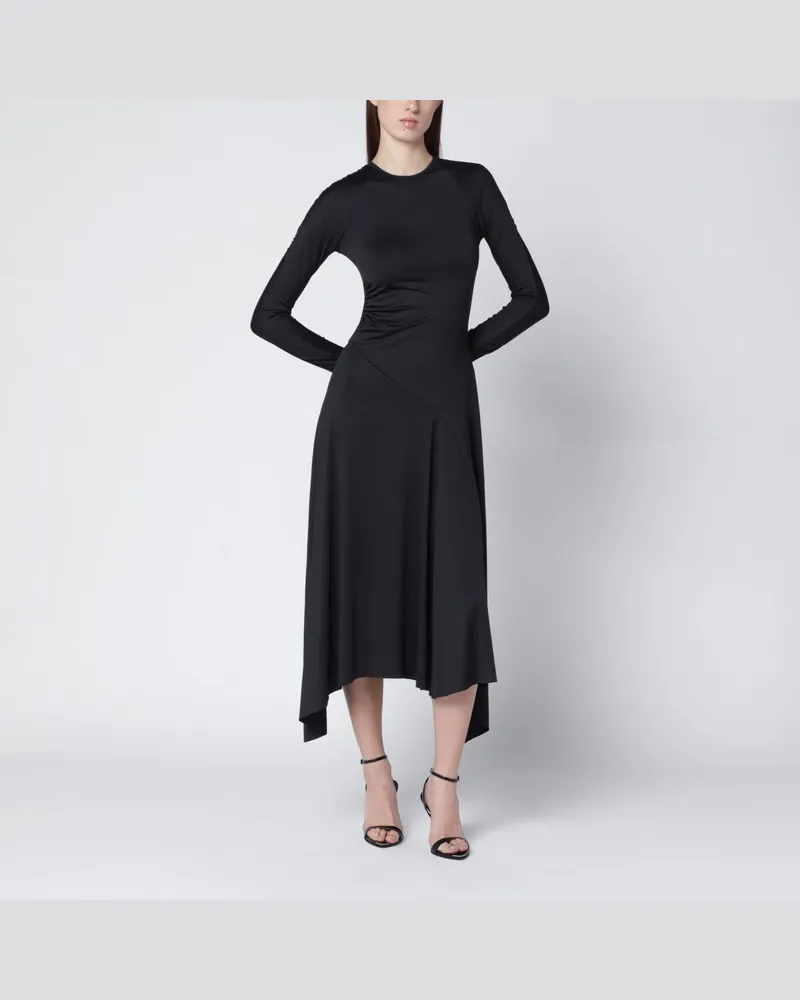 Victoria Beckham Schwarzes asymmetrisches Midikleid Schwarz