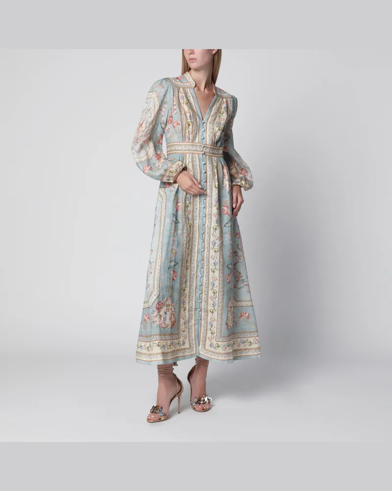 Zimmermann Roselight Midikleid aus Leinen mit Blumenmuster Multicolor