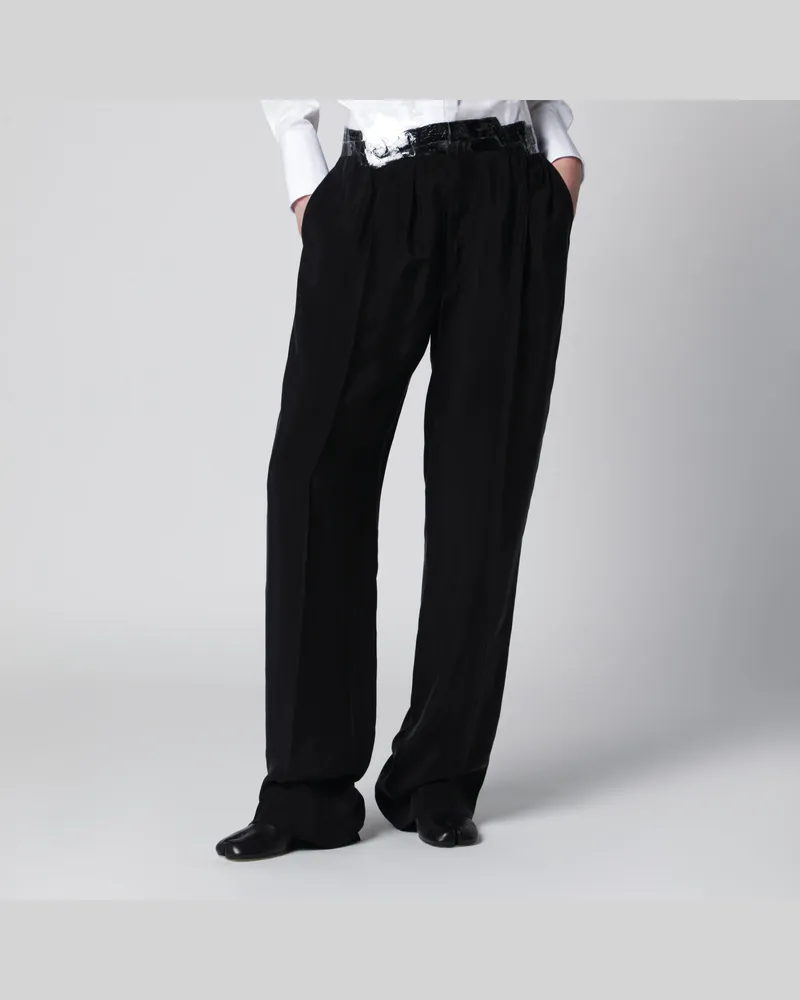 Maison Margiela Schwarze Hose mit Bund in Tape-Optik Black
