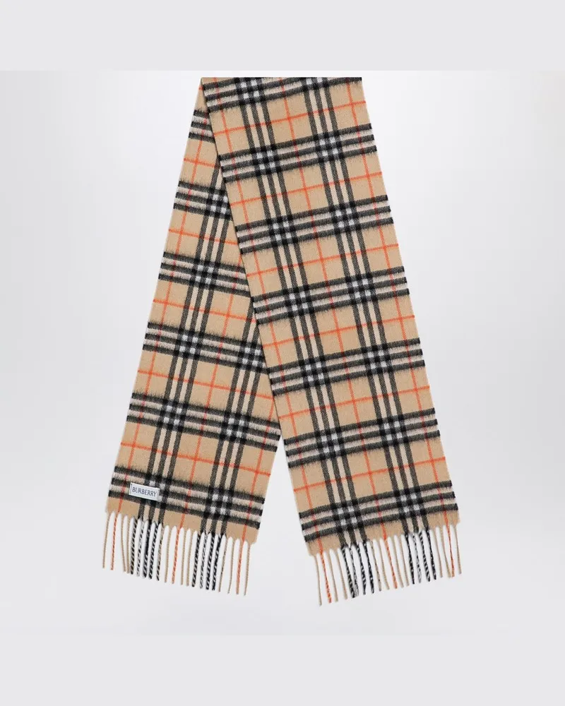 Burberry Beigefarbener Schal mit Karomuster aus Kaschmir Beige