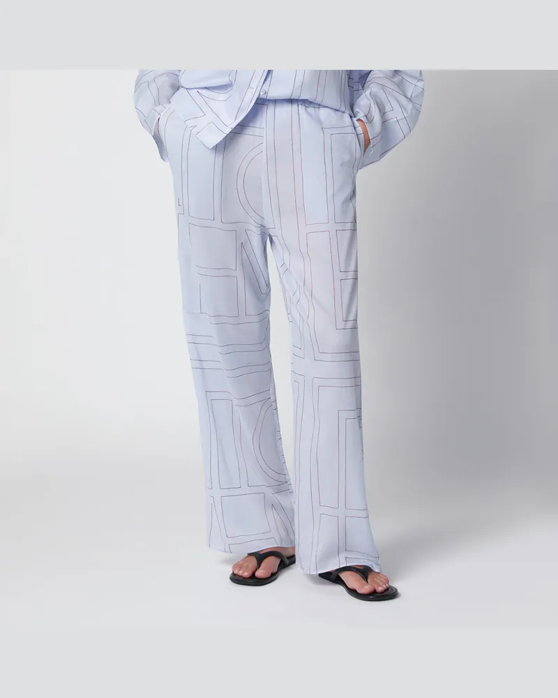 Totême Monogram-Pyjamahose aus Baumwollmischgewebe in Himmelblau Light