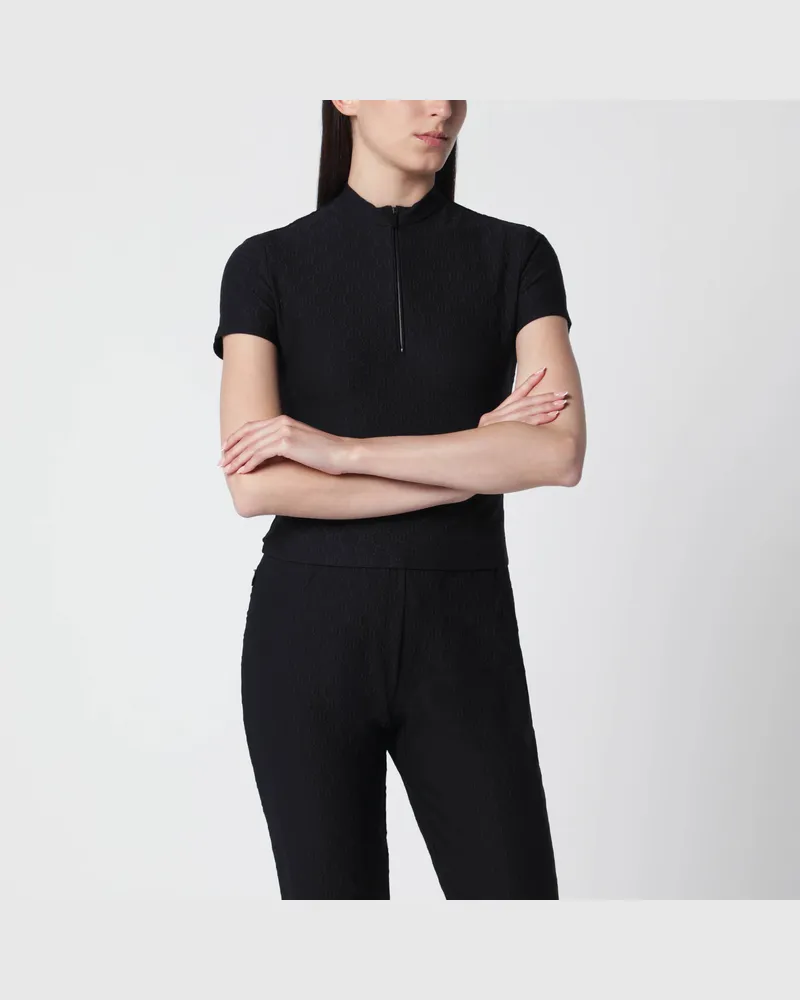 Gucci T-Shirt aus GG-Jacquard-Jersey mit Halbreißverschluss, schwarz Black