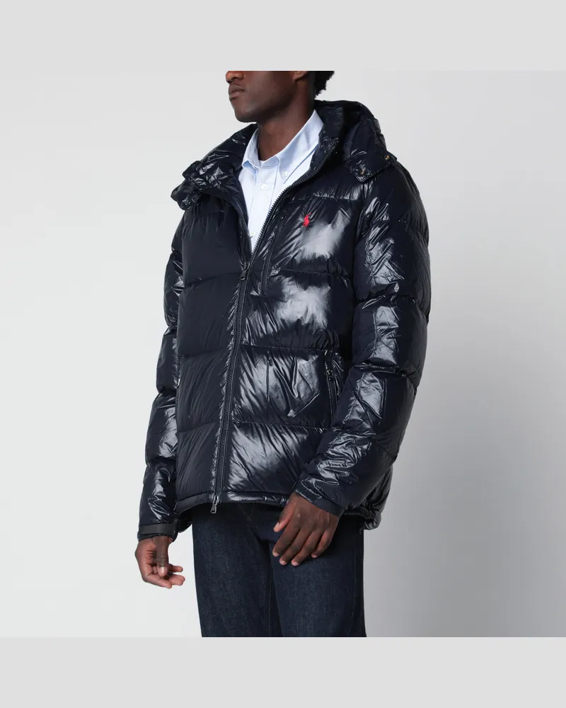 Ralph Lauren Marineblaue Daunenjacke aus Nylon mit glänzendem Finish Blue