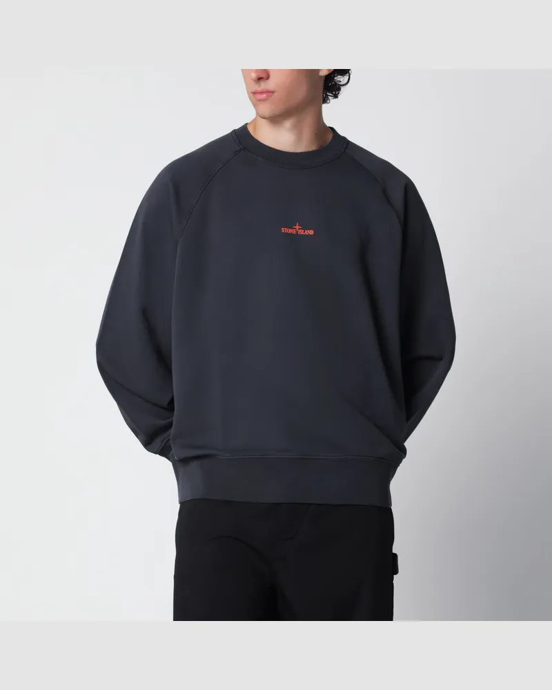 Stone Island Marineblaues Baumwoll-Sweatshirt mit Logo-Prints Blue