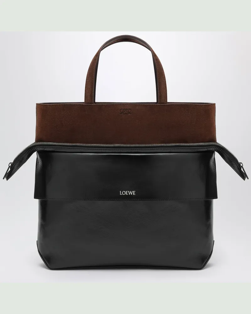 Loewe Kleine Switch Tote Bag aus schwarzem/Espresso-Kalbsleder Multicolor
