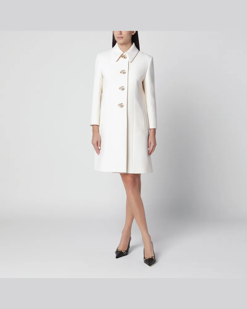 Gucci Weißer Mantel aus Woll-Natté White