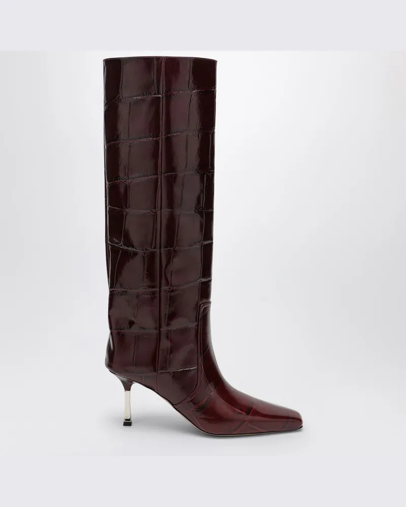 Paris Texas Hoher Stiefel Bettina mit Krokodil-Optik Braun