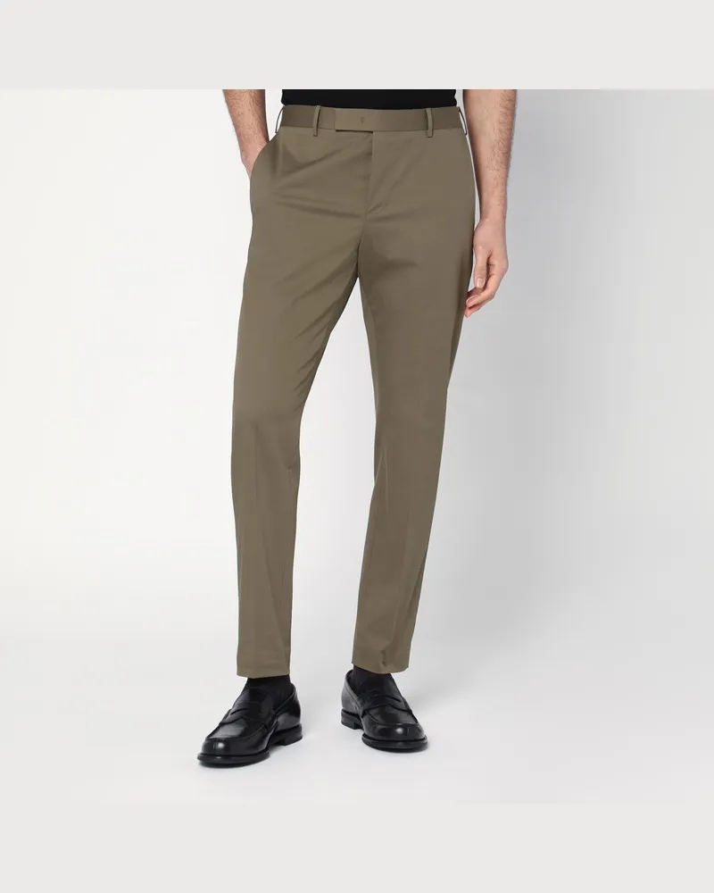 PT TORINO Schmale Hose in Militärgrün aus Baumwolle Grün