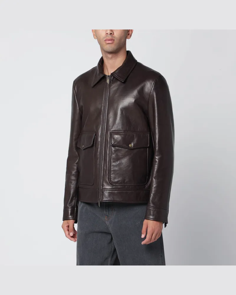 Salvatore Santoro Braune Lederjacke mit Reißverschluss Brown