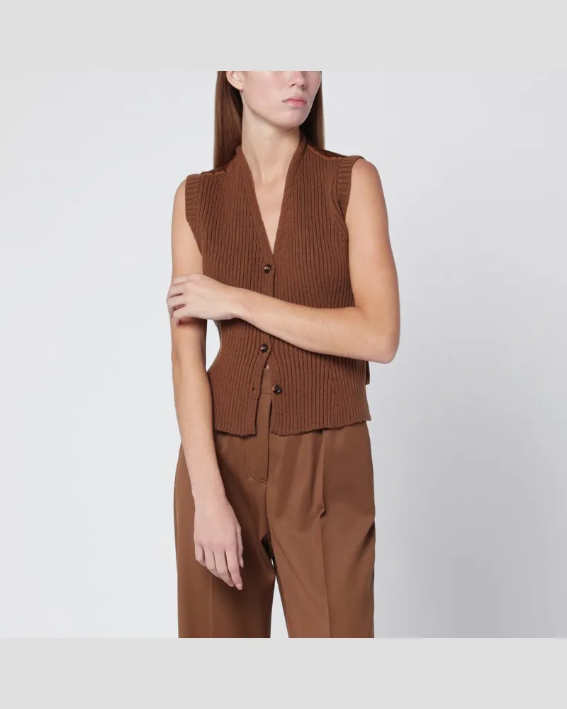 Max Mara Braune Weste aus Wolle und Kaschmir Braun