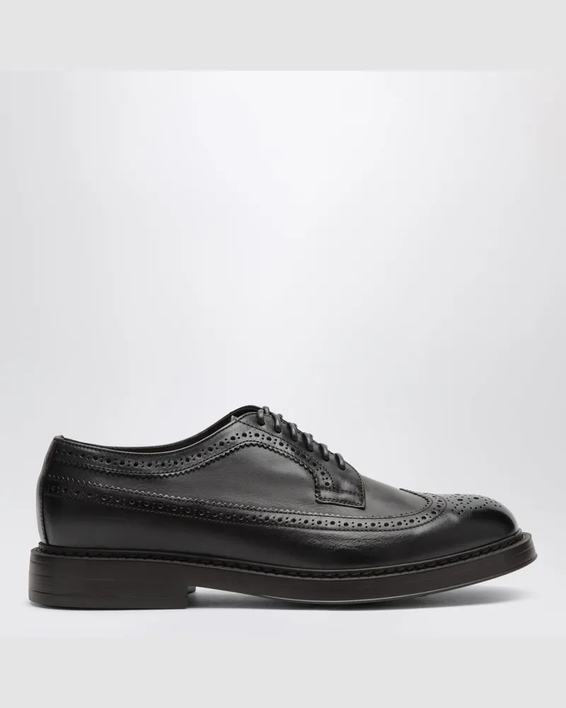 Doucal´s Derbys aus Leder mit Brogue-Muster in Dunkelbraun Brown
