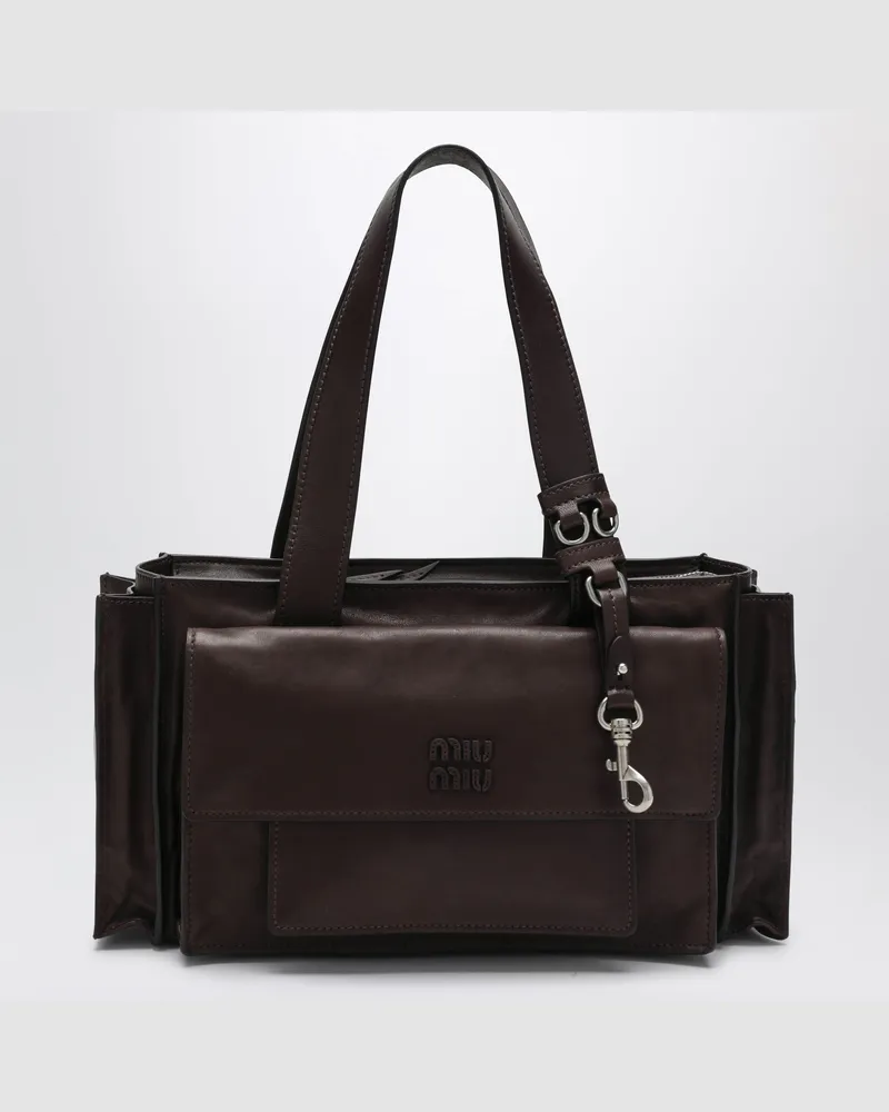 Miu Miu Shopper Utilitaire aus Lammnappa in Braun Brown