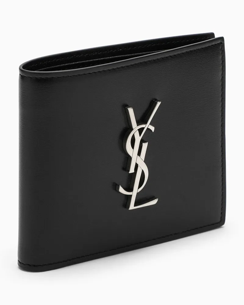 Saint Laurent Schwarzes Bifold-Portemonnaie aus Leder Black