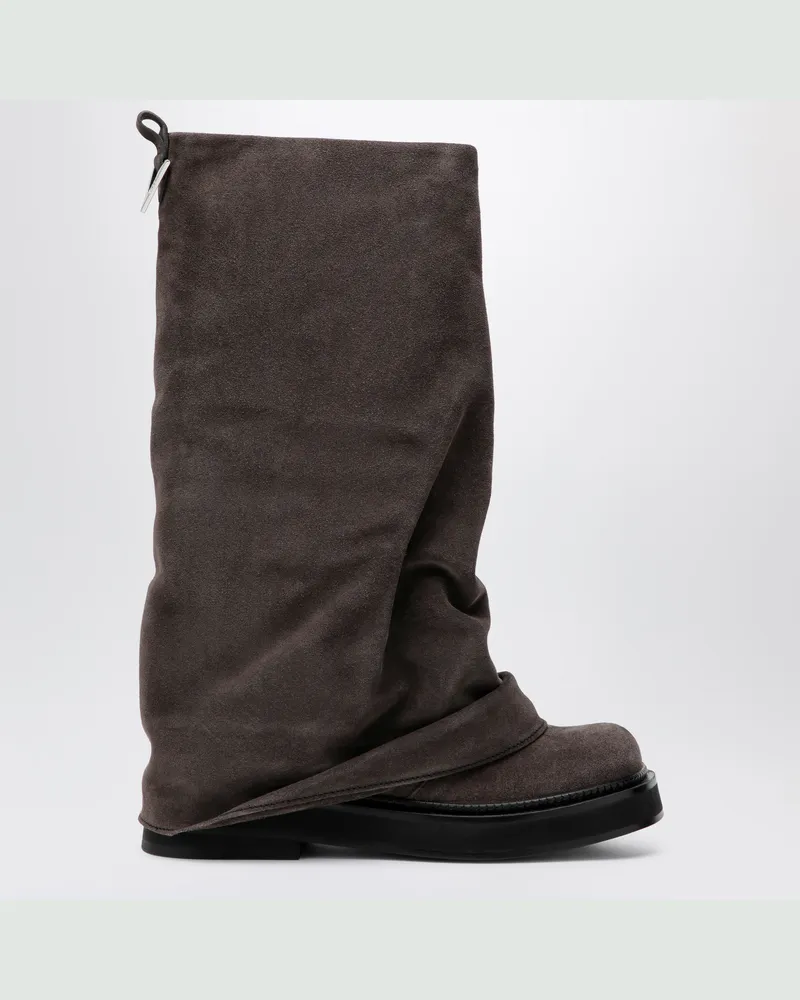 ATTICO Combat-Stiefel Robin aus Veloursleder in Dunkelgrau Grey
