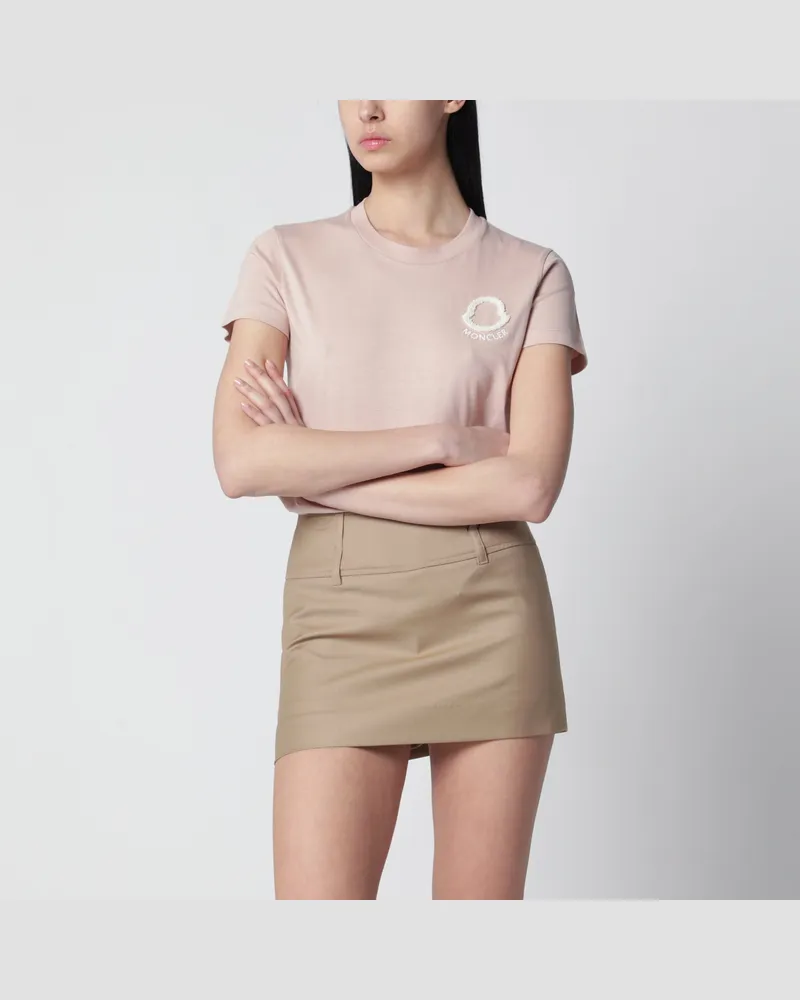 Moncler Rosa T-Shirt mit Logo-Stickerei Pink