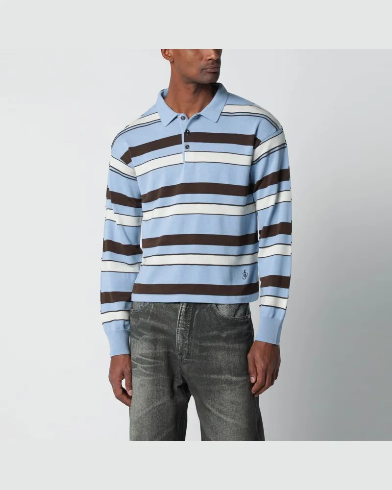 J.W.Anderson Hellblau gestreiftes Polo aus Baumwollmischung Blau