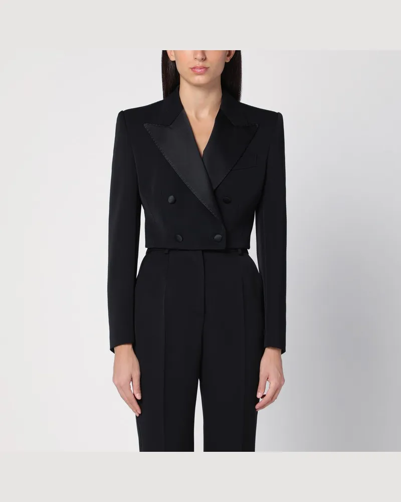 Dolce & Gabbana Schwarze Smoking-Jacke Spencer aus Wollgabardine Schwarz