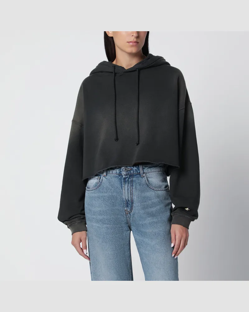 Golden Goose Kurzer Kapuzenpullover in Anthrazit aus Baumwolle Black