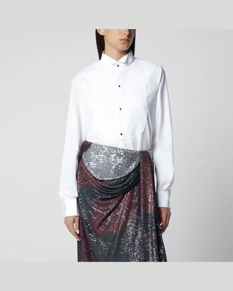 Maison Margiela Stehkragenhemd aus Baumwollpopeline in Weiß White