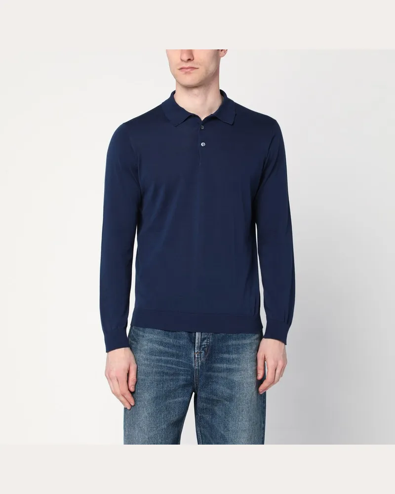 Drumohr  Blaues Polohemd aus Baumwolle Blau