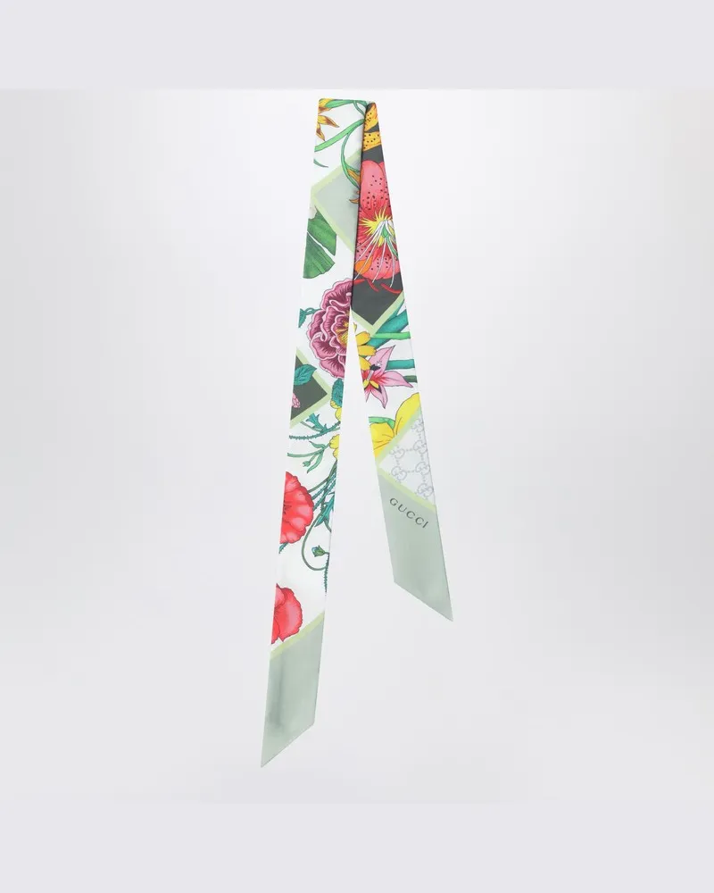 Gucci Seidentwill-Band mit Flora-Print Grün