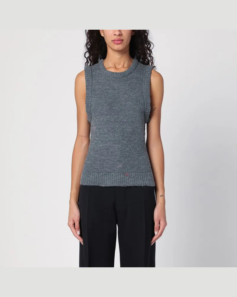 Maison Margiela Ärmelloses Top aus grauem Strick Grau