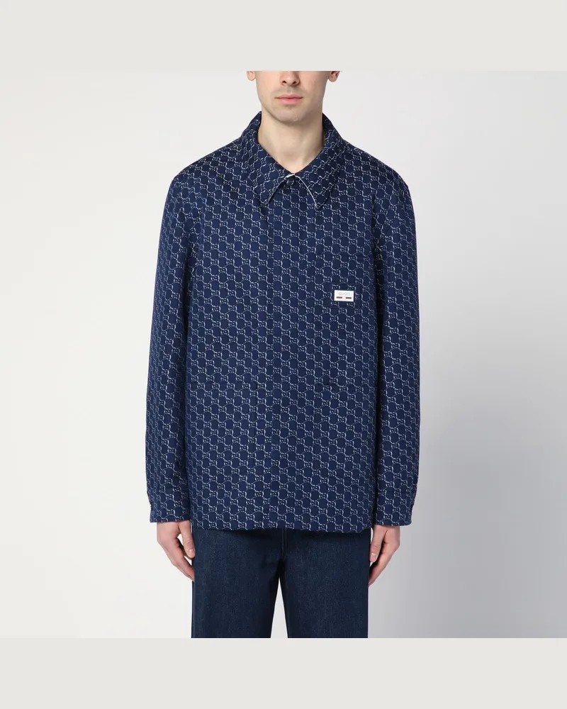 Gucci Blau/weiße Jacke mit GG Shadow Blau