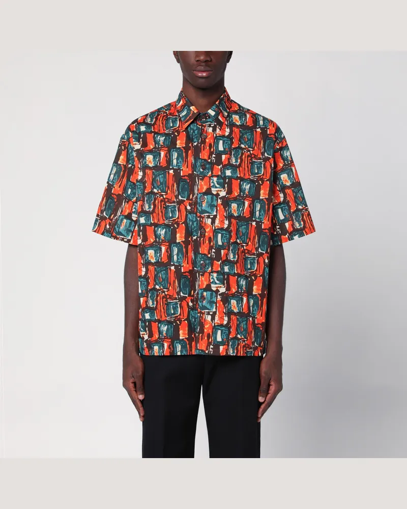 Prada Hemd mit mehrfarbigem Baumwolldruck Orange