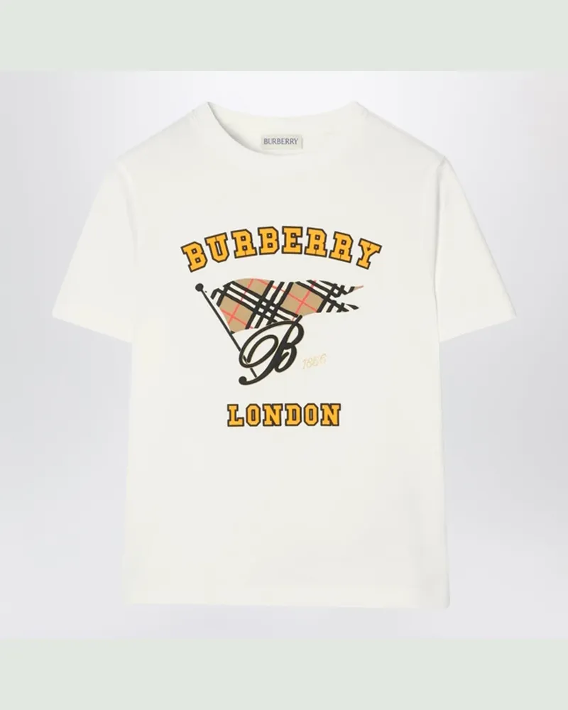 Burberry Elfenbeinfarbenes T-Shirt mit Logoprint White