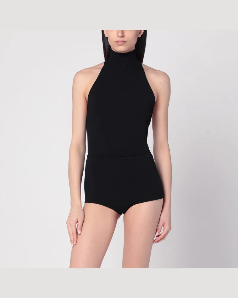 Max Mara Schwarzer Rollkragenbody aus Viskose-Crêpe Schwarz
