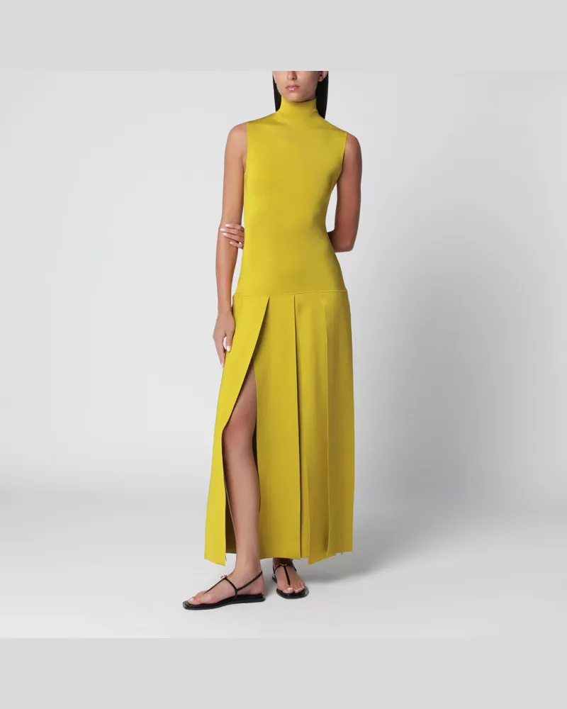Alaïa Plissiertes Maxikleid in Lime aus Viskose Yellow