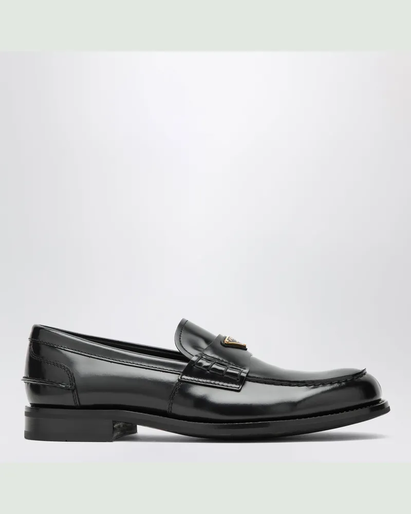 Prada Mokassins aus gebürstetem Leder in Schwarz Black