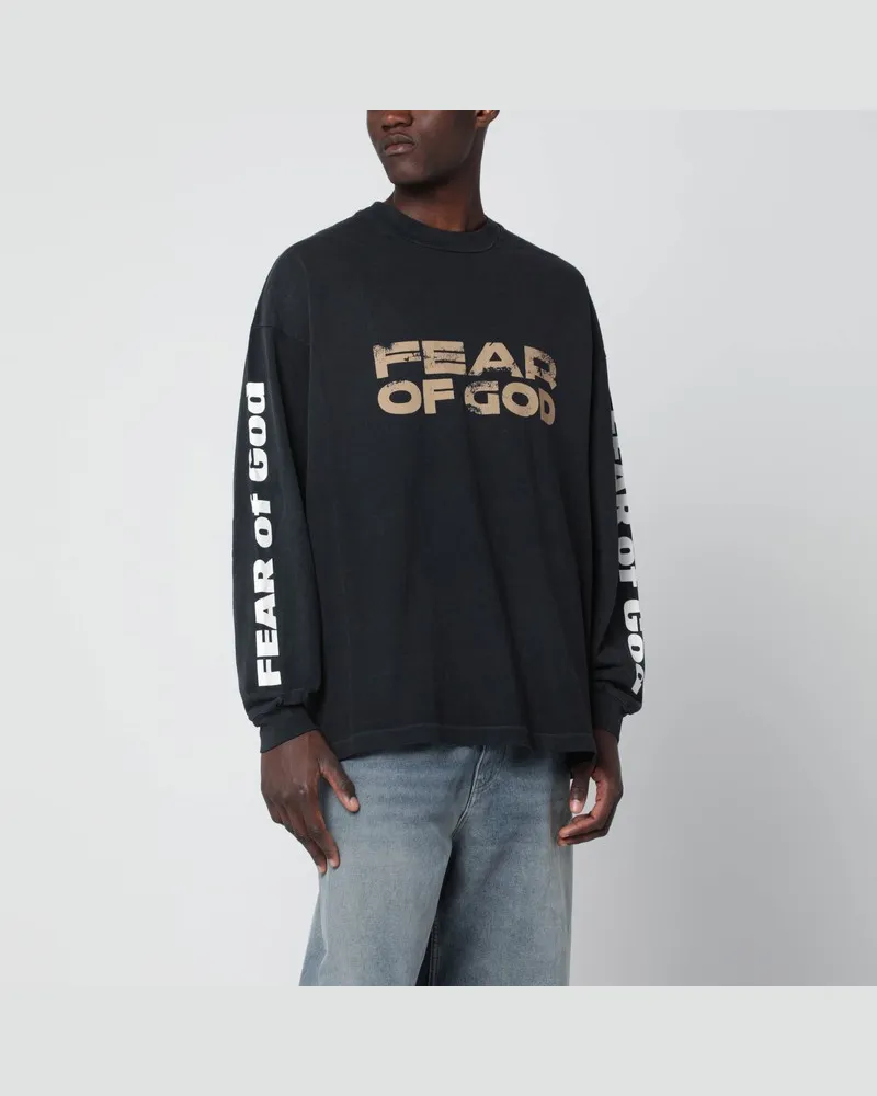 Fear of God Schwarzer Pullover mit ausgewaschenem Effekt und Logoprints Schwarz
