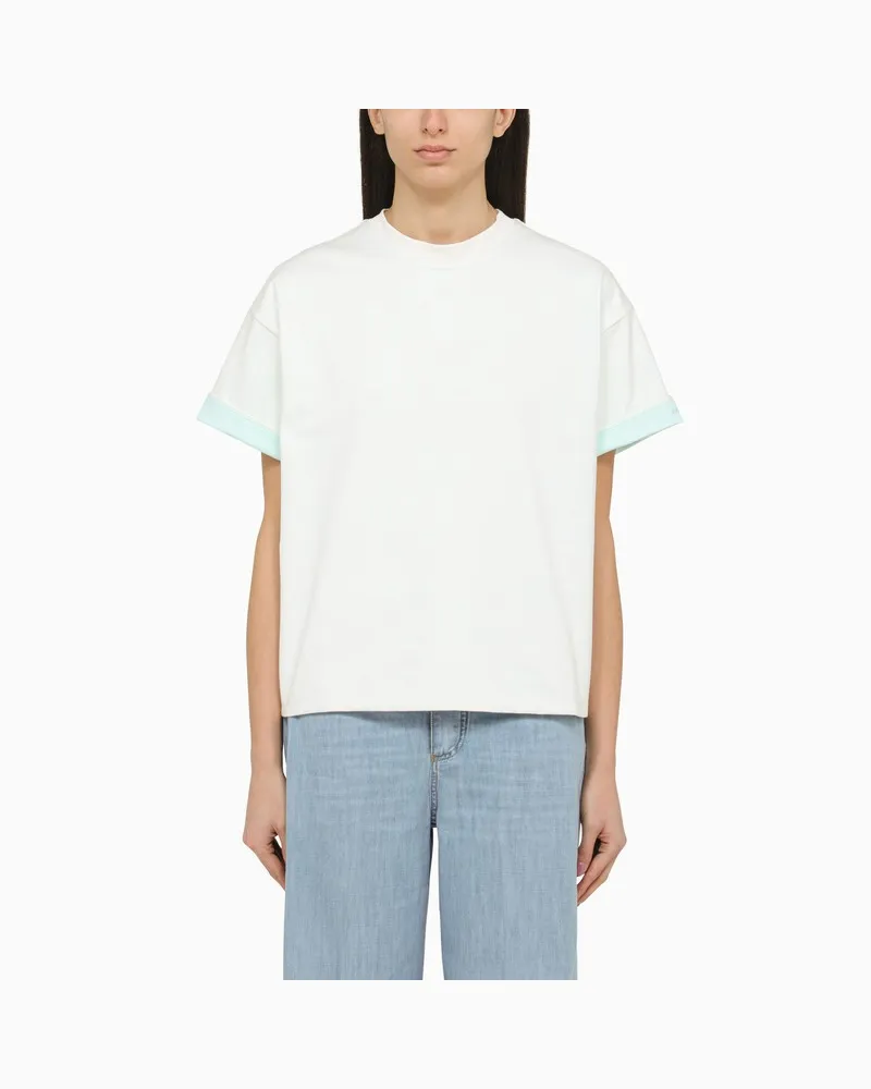 Bottega Veneta Weißes Baumwoll-T-Shirt mit Rundhalsausschnitt und Stickerei Weiß