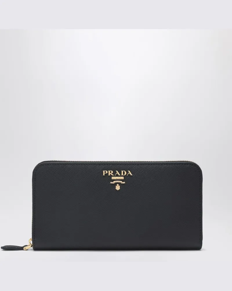 Prada Großes schwarzes Saffiano-Portemonnaie Schwarz