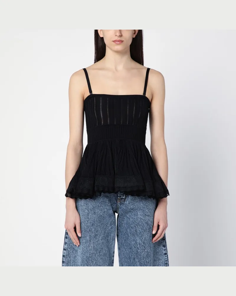 Alaïa Schwarzes Viskose-Krinolinen-Top mit Trägern Schwarz