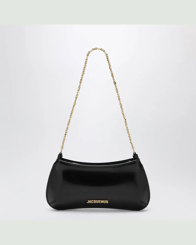 Jacquemus Le Bisou Chaine Tasche aus schwarzem Lackleder Black