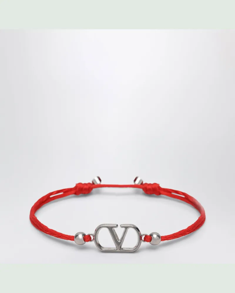 Valentino Garavani Rotes VLogo Signature Armband mit Kordel Red