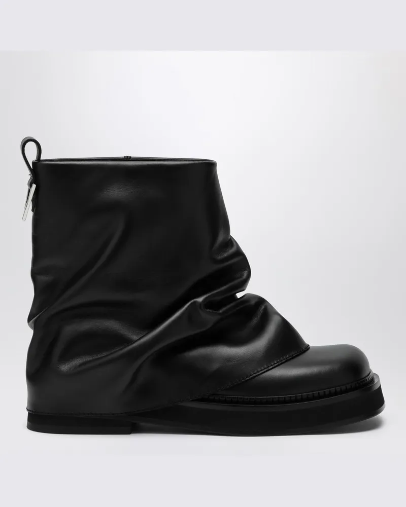 ATTICO Schwarzer Lederstiefel Combat Mini Robin Schwarz