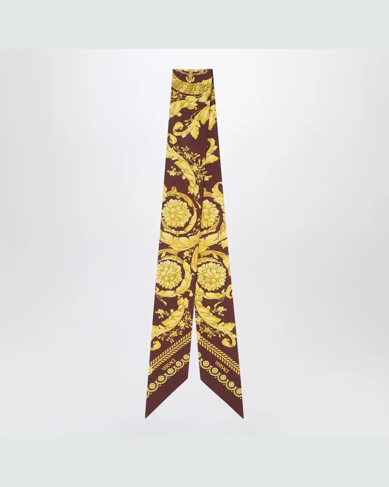 Versace Lavallière aus bedrucktem Seidentwill in Bordeaux/Gold Burgundy
