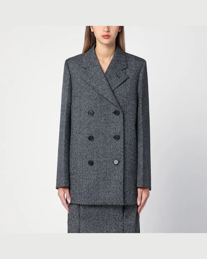 Prada Zweireihige Glencheck-Jacke Schwarz