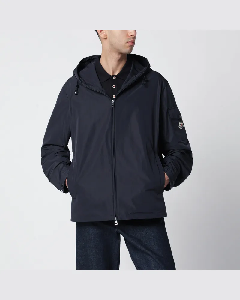 Moncler Sassiere Kapuzenjacke navyblau aus Micro Soft Blue